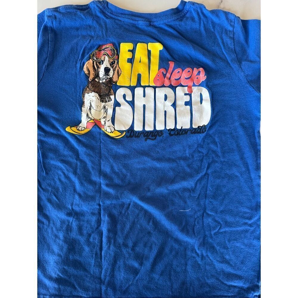 Durango Colorado kids size 8 Eat sleep shred puppy dog ski snowboard long sleeve